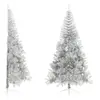 Image de vidaXL Demi sapin de Noël artificiel avec support argenté 240 cm PET