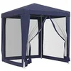 Image de vidaXL Tente de Fête avec 4 Parois Latérales en Maille Belvédère Chapiteau Pavillon Tonnelle Tente de Réception Jardin Terrasse Bleu 2x2 m PEHD