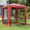 Image de vidaXL Tente de fête avec 4 parois latérales en maille Rouge 2x2m PEHD
