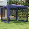 Image de vidaXL Tente de fête avec 4 parois latérales en maille Bleu 3x3 m PEHD