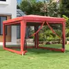 Image de vidaXL Tente de fête avec 4 parois latérales en maille Rouge 3x4m PEHD