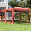 Image de vidaXL Tente de fête avec 6 parois latérales en maille Rouge 3x6m PEHD