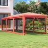Image de vidaXL Tente de fête avec 8 parois latérales en maille Rouge 3x9m PEHD