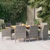 Image de vidaXL Ensemble à manger de jardin 9 pcs avec coussins Gris