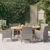 Image de vidaXL Ensemble à manger de jardin 7 pcs avec coussins Gris
