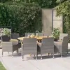 Image de vidaXL Ensemble à manger de jardin 9 pcs avec coussins Gris