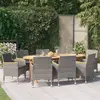 Image de vidaXL Ensemble à manger de jardin 9 pcs avec coussins Gris