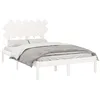 Image de vidaXL Cadre de Lit Sommier à Lattes Lit Double Lit Adulte Cadre à Lattes sur Pied Meuble de Chambre à Coucher Blanc Bois Massif 120x190 cm