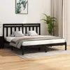 Image de vidaXL Cadre de lit sans matelas noir 200x200 cm bois massif