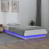 Image de vidaXL Cadre de lit à LED sans matelas blanc bois massif