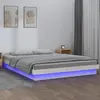 Image de vidaXL Cadre de lit à LED sans matelas blanc 140x190 cm bois massif