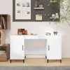 Image de vidaXL Bureau Blanc brillant 140x50x75 cm Bois d'ingénierie