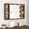Image de vidaXL Armoire à miroir avec LED Chêne marron 76x15x55 cm