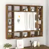 Image de vidaXL Armoire à miroir avec LED Chêne fumé 91x15x76,5 cm