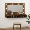 Image de vidaXL Armoire à miroir avec LED Chêne fumé 90x31,5x62 cm