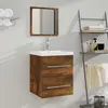 Image de vidaXL Armoire de salle de bain avec miroir Chêne fumé 41x38,5x48 cm