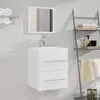Image de vidaXL Meuble lavabo avec bassin intégré Blanc Bois d'ingénierie