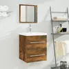 Image de vidaXL Meuble lavabo avec bassin intégré Chêne fumé Bois d'ingénierie