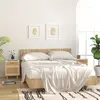 Image de vidaXL Tables de chevet 2pcs Blanc Bois de pin massif et rotin naturel