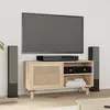 Image de vidaXL Meuble TV Marron 80x30x40cm Bois de pin massif et rotin naturel