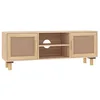 Image de vidaXL Meuble TV Marron 105x30x40 cm Bois de pin massif rotin naturel
