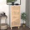 Image de vidaXL Buffet Blanc 40x30x90 cm Bois de pin massif et rotin naturel