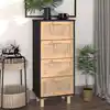Image de vidaXL Buffet Noir 40x30x90 cm Bois de pin massif et rotin naturel