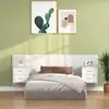 Image de vidaXL Tête de lit avec armoires Blanc Bois d'ingénierie