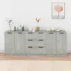 Image de vidaXL Buffets 3 pcs gris béton bois d'ingénierie