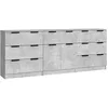 Image de vidaXL Buffets 3 pcs gris béton bois d'ingénierie