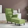 Image de vidaXL Fauteuil à oreilles avec tabouret vert clair velours