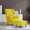 Image de vidaXL Fauteuil à oreilles avec tabouret jaune moutarde velours