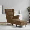 Image de vidaXL Fauteuil à oreilles avec tabouret marron velours