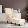 Image de vidaXL Fauteuil à oreilles avec tabouret crème velours