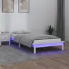 Image de vidaXL Cadre de lit à LED sans matelas blanc 90x200 cm bois massif