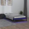 Image de vidaXL Cadre de lit à LED sans matelas gris 100x200 cm bois massif
