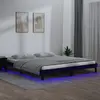 Image de vidaXL Cadre de lit à LED sans matelas noir 120x190 cm bois massif