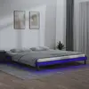 Image de vidaXL Cadre de lit à LED sans matelas gris 140x190 cm bois massif