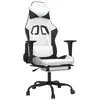 Image de vidaXL Chaise de jeu de massage avec repose-pied Blanc&Noir Similicuir