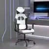 Image de vidaXL Chaise de jeu de massage avec repose-pied Blanc&Noir Similicuir