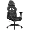 Image de vidaXL Chaise de jeu de massage avec repose-pied Noir&Gris Similicuir
