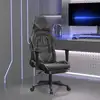 Image de vidaXL Chaise de jeu de massage avec repose-pied Noir&Gris Similicuir
