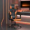 Image de vidaXL Chaise de jeu de massage Noir et orange Similicuir
