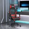 Image de vidaXL Chaise de jeu de massage avec repose-pied Noir et rouge Tissu
