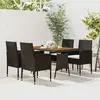 Image de vidaXL Mobilier à dîner d'extérieur 5 pcs Résine tressée Noir