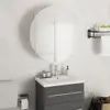 Image de vidaXL Armoire de salle de bain miroir rond et LED Blanc 47x47x17,5 cm
