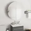 Image de vidaXL Armoire de salle de bain miroir rond et LED Noir 54x54x17,5 cm