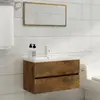Image de vidaXL Meuble lavabo avec bassin intégré Chêne fumé Bois d'ingénierie