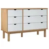 Image de vidaXL Ladekast OTTA 113,5x39,5x73 cm massief grenenhout bruin en wit
