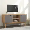 Image de vidaXL Meuble TV OTTA Marron et gris 113,5x43x57 cm Bois massif pin